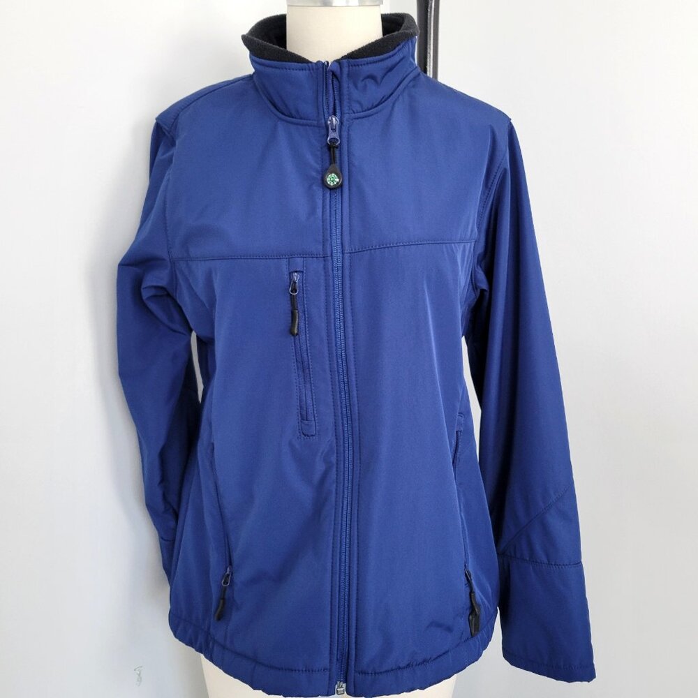 Antigua Blue Performance Softshell Jacket Fleece Lined Water Resistant